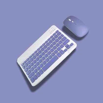 Imagem de Conjunto Teclado Com Mouse Bluetooth Sem Fio Coloridos Wireless