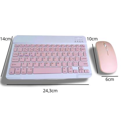 Imagem de Conjunto Teclado Com Mouse Bluetooth Sem Fio Coloridos Wireless