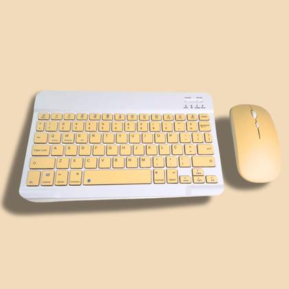Imagem de Conjunto Teclado Com Mouse Bluetooth Sem Fio Coloridos Wireless