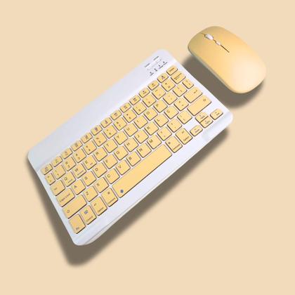 Imagem de Conjunto Teclado Com Mouse Bluetooth Sem Fio Coloridos Wireless