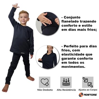 Imagem de Conjunto Térmico Felpado Infantil Unissex Tamanhos 2 a 10 anos Segunda Pele - Blusa e Calça legging Frio Intenso, Neve - ADSTORE