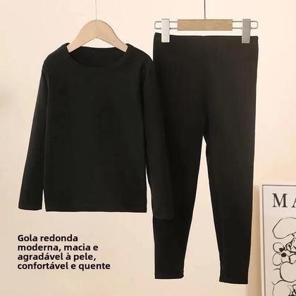 Imagem de Conjunto Térmico Infantil de Moletom e Pijama Longo de Algodão