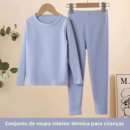 Imagem de Conjunto Térmico Infantil de Moletom e Pijama Longo de Algodão