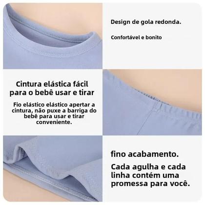 Imagem de Conjunto Térmico Infantil de Moletom e Pijama Longo de Algodão