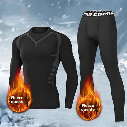 Imagem de Conjunto Térmico Masculino De Inverno Com Pelúcia Para Camada Base, Secagem Rápida, Para Corrida,