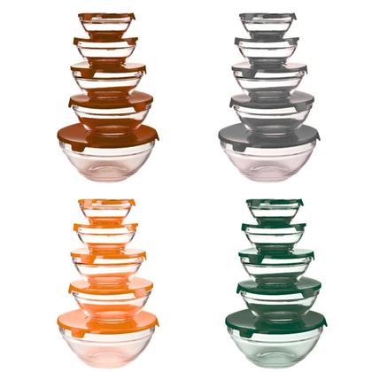 Imagem de Conjunto Tigela Vidro Bowl Marmita Tampa 5 Peças Herméticos