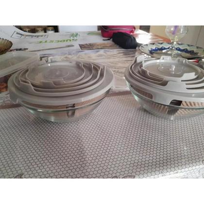 Imagem de Conjunto Tigela Vidro Bowl Marmita Tampa 5 Peças Herméticos