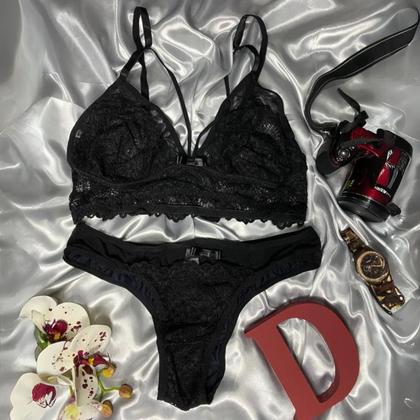 Imagem de Conjunto Tirinhas Sutiã Sem Bojo Sem Aro Com Tule Renda E Strappy Bra