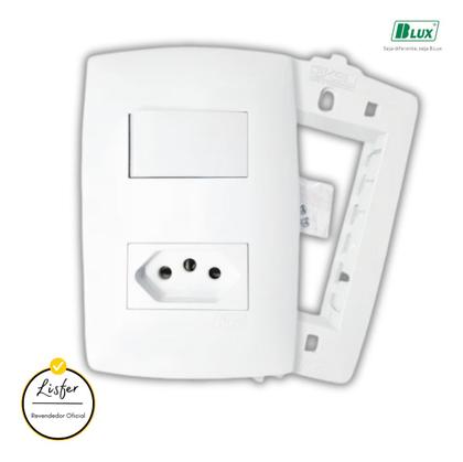 Imagem de Conjunto Tomada 10A + 1 Tecla Paralela com Placa Home B.Lux