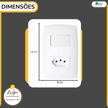Imagem de Conjunto Tomada 10A + 1 Tecla Paralela com Placa Home B.Lux