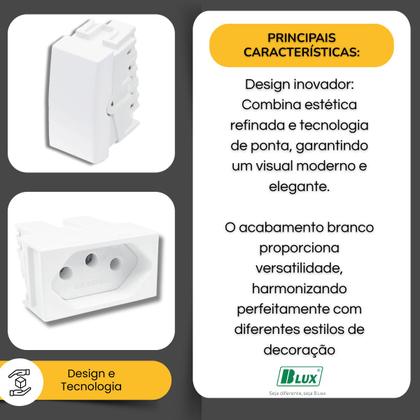 Imagem de Conjunto Tomada 10A + 1 Tecla Paralela com Placa Home B.Lux