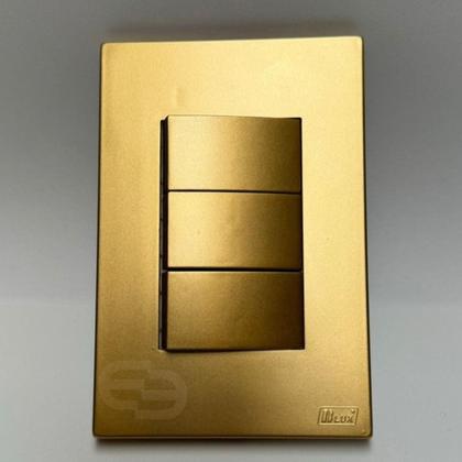 Imagem de Conjunto Tomada 10a 20a 4x2 Dourada Fosco Interruptor Simples Paralelo Ouro Nobre Satin Blux