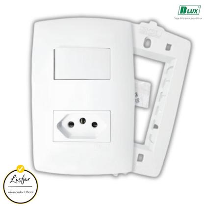 Imagem de Conjunto Tomada 20A + Tecla Paralela com Placa Branca B.Lux