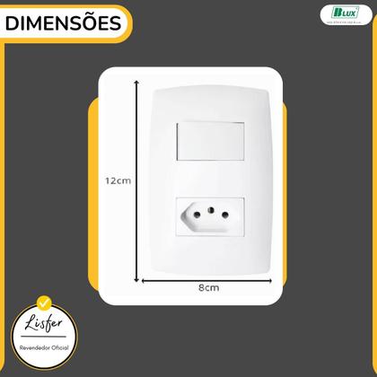 Imagem de Conjunto Tomada 20A + Tecla Paralela com Placa Branca B.Lux