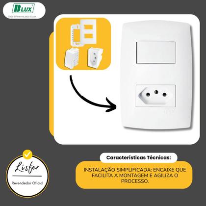 Imagem de Conjunto Tomada 20A + Tecla Paralela com Placa Branca B.Lux