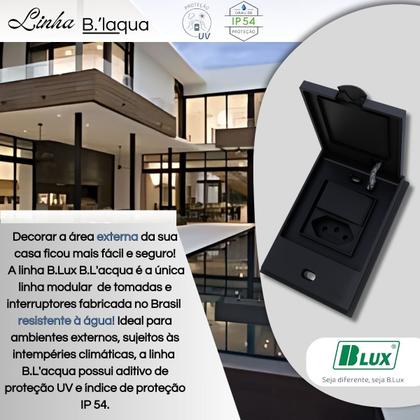 Imagem de Conjunto Tomada B.l Aqua 20a + Tecla Simples Preta - B.lux