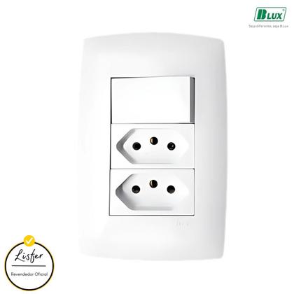 Imagem de Conjunto Tomada Dupla 10A + 1 Tecla Simples C/ Placa B.Lux