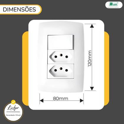 Imagem de Conjunto Tomada Dupla 10A + 1 Tecla Simples C/ Placa B.Lux