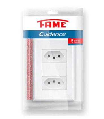 Imagem de Conjunto Tomada Dupla 10A Com Placa - FAME Evidence