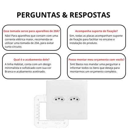 Imagem de Conjunto Tomada Dupla 10A com Suporte 4x4 Habitat Branco