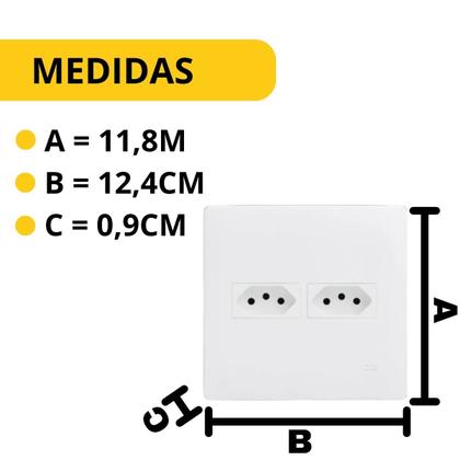 Imagem de Conjunto Tomada Dupla 10A com Suporte 4x4 Habitat Branco