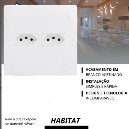 Imagem de Conjunto Tomada Dupla 10A com Suporte 4x4 Habitat Branco