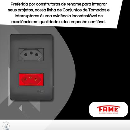 Imagem de Conjunto Tomada Dupla 10a E 20a Vermelho Habitat Black Fame