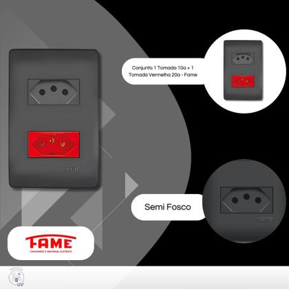 Imagem de Conjunto Tomada Dupla 10a E 20a Vermelho Habitat Black Fame