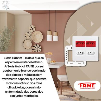 Imagem de Conjunto Tomada Dupla 20a 4x2 Branca Vermelha - Habitat