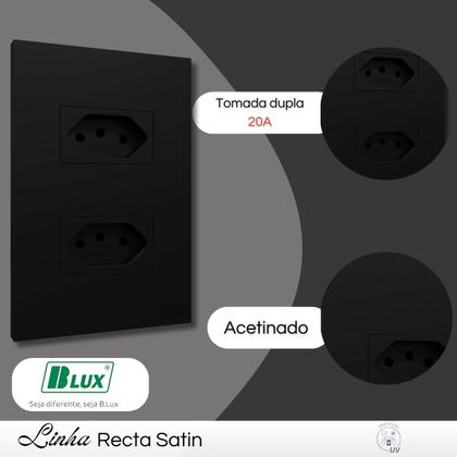 Imagem de Conjunto Tomada Dupla 20A Com Placa 4x2 Black - B.Lux