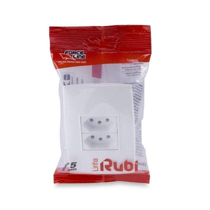 Imagem de Conjunto Tomada Dupla 2P+T 20A 250V Branco Rubi - Force Line