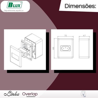 Imagem de Conjunto Tomada Home Overlap 1 Tecla Simples 20a - 250v - B.lux