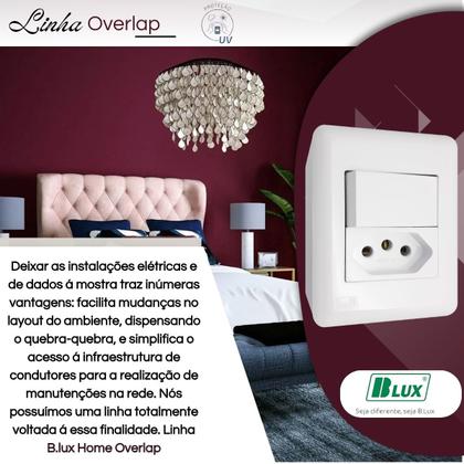 Imagem de Conjunto Tomada Home Overlap 1 Tecla Simples 20a - 250v - B.lux