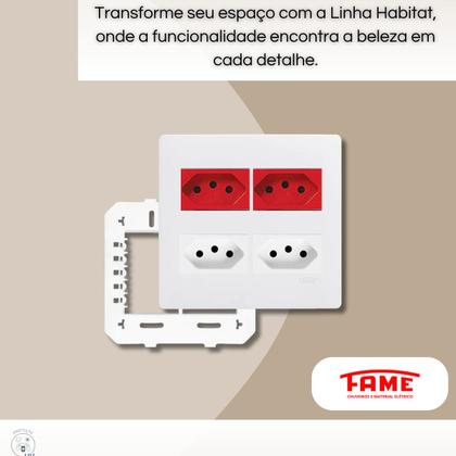 Imagem de Conjunto Tomada Quádrupla 20a 4x2 Branca E Vermelha Habitat