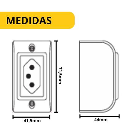 Imagem de Conjunto Tomada Simples 10A 3P Sobrepor Branco Para Canaleta