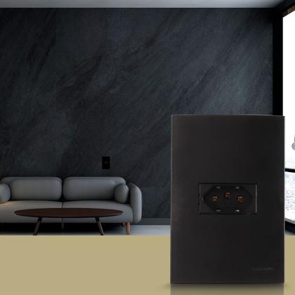 Imagem de Conjunto Tomada Simples 10A 4x2 Preta Fosca Margirius