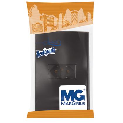 Imagem de Conjunto Tomada Simples 10A 4x2 Preta Fosca Margirius