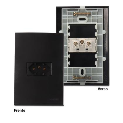 Imagem de Conjunto Tomada Simples 10A 4x2 Preta Fosca Margirius