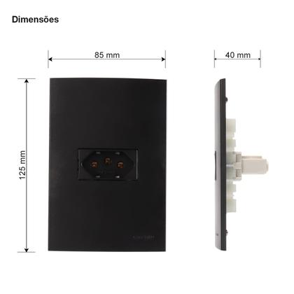 Imagem de Conjunto Tomada Simples 10A 4x2 Preta Fosca Margirius