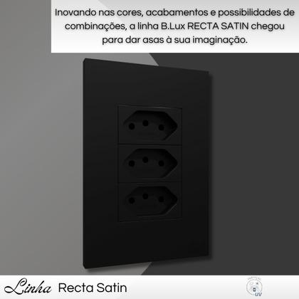 Imagem de Conjunto Tomada Tripla 10a Recta C/ Placa 4x2 Black - B.lux