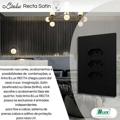 Imagem de Conjunto Tomada Tripla 10a Recta C/ Placa 4x2 Black - B.lux
