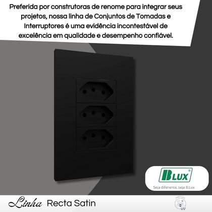 Imagem de Conjunto Tomada Tripla 10a Recta C/ Placa 4x2 Black - B.lux