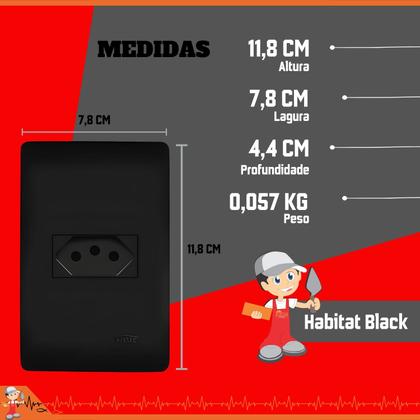 Imagem de Conjunto Tomadas Fame 4x2 10A/20A 2pt 250v Cor Preto