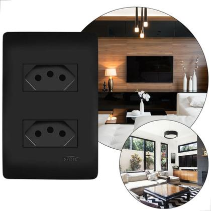 Imagem de Conjunto Tomadas Fame 4x2 10A/20A 2pt 250v Cor Preto