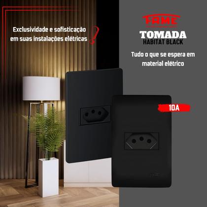 Imagem de Conjunto Tomadas Fame 4x2 10A/20A 2pt 250v Cor Preto