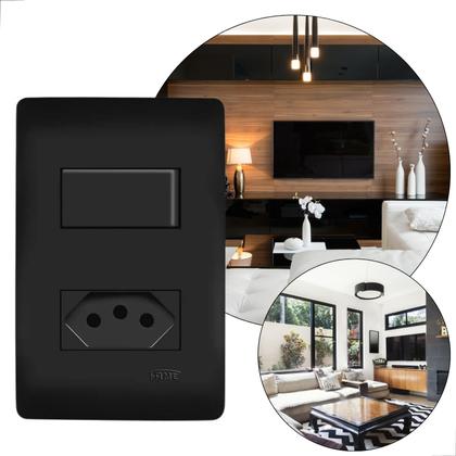 Imagem de Conjunto Tomadas Fame 4x2 10A/20A 2pt 250v Cor Preto