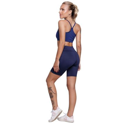 Imagem de Conjunto Top Alça Fina e Bermudinha Suplex WLS Modas Roupa Para Academia Moda Fitness