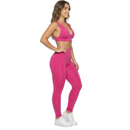 Imagem de Conjunto Top Bojo Costa Cruzada e Calça Suplex Bella Fiore Roupa Para Academia Fitness Musculação Tamanho:MCor:RosaGên