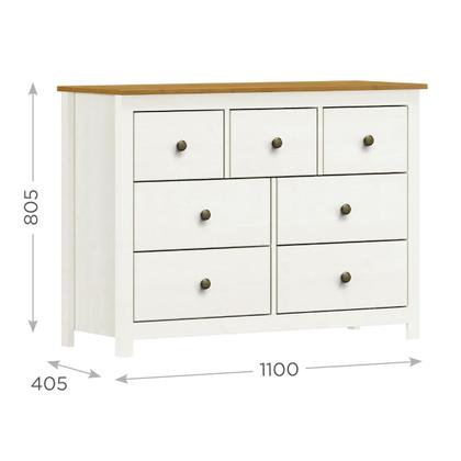 Imagem de Conjunto Topázio: Guarda-Roupa 10 Portas, Cabeceira, Cômoda 7 Gavetas 2 Mesas de Cabeceiras Branco/Freijó Madeira Pinus - Finestra