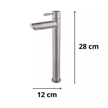 Imagem de Conjunto torneira banheiro lavatorio bica alta 1/4 de volta inox escovado